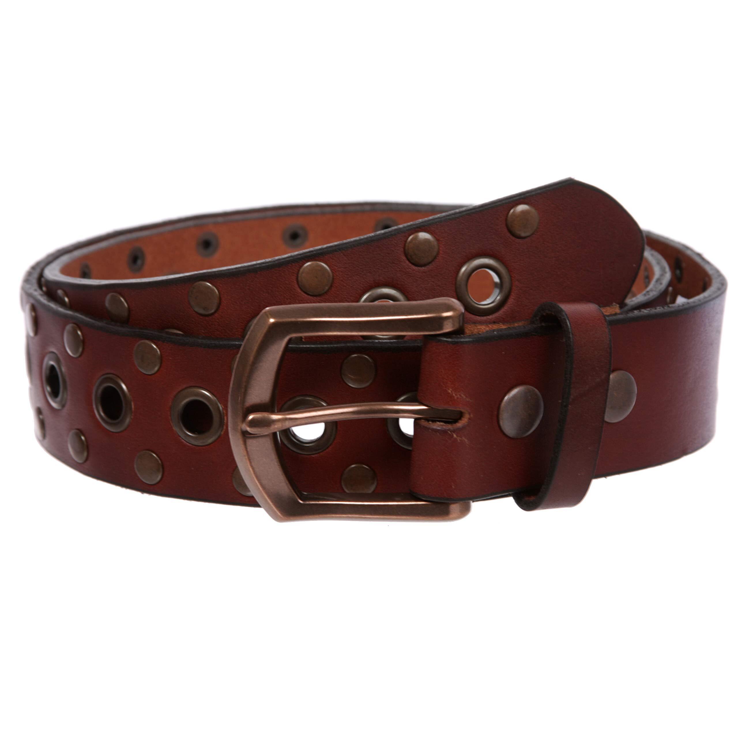 5243 Casual Riveted Studded Grommets  Studs Solid Leather Belt